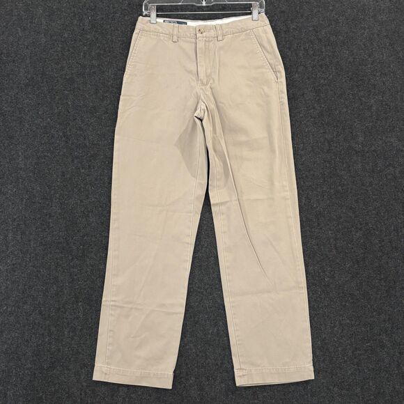 Polo Ralph Lauren Preston Pants Mens 30x32 Khaki Cotton Chino Classic Flat Front - Picture 1 of 12
